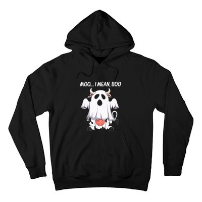 Moo I Mean Boo Ghost Cow Funny Halloween Hoodie