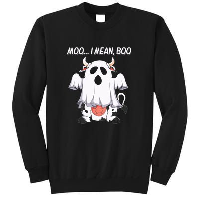 Moo I Mean Boo Ghost Cow Funny Halloween Sweatshirt