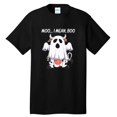 Moo I Mean Boo Ghost Cow Funny Halloween Tall T-Shirt