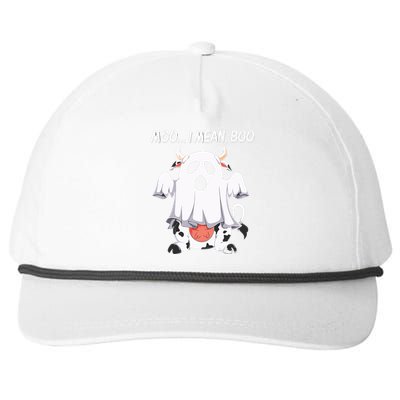 Moo I Mean Boo Ghost Cow Funny Halloween Snapback Five-Panel Rope Hat