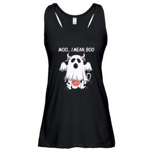 Moo I Mean Boo Ghost Cow Funny Halloween Ladies Essential Flowy Tank