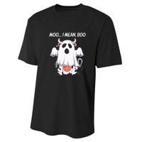 Moo I Mean Boo Ghost Cow Funny Halloween Performance Sprint T-Shirt