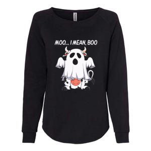 Moo I Mean Boo Ghost Cow Funny Halloween Womens California Wash Sweatshirt