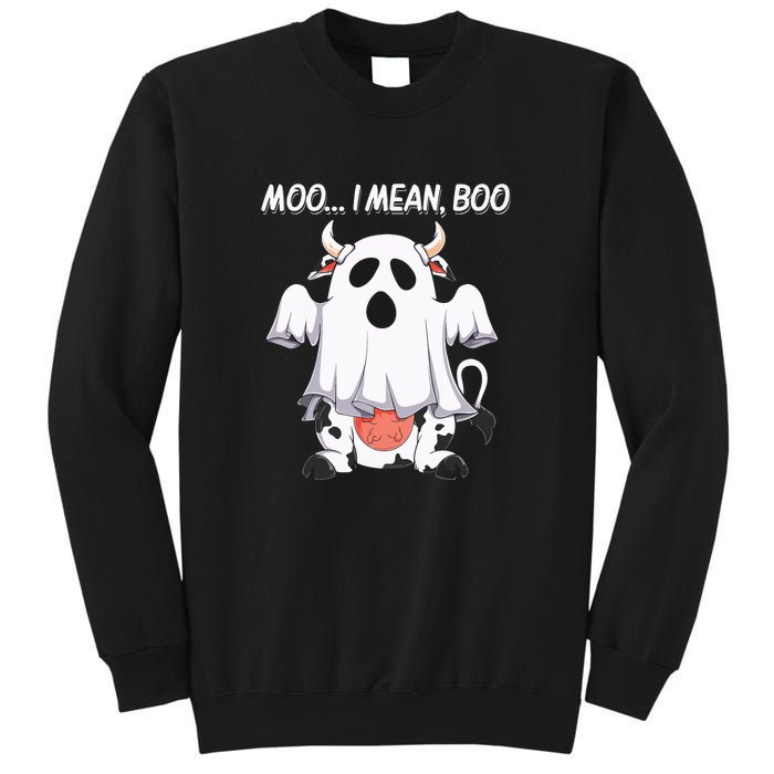 Moo I Mean Boo Ghost Cow Funny Halloween Tall Sweatshirt