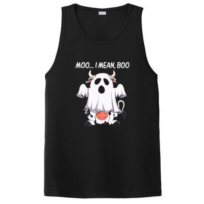 Moo I Mean Boo Ghost Cow Funny Halloween PosiCharge Competitor Tank