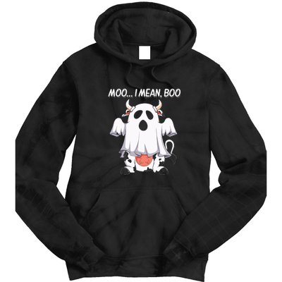 Moo I Mean Boo Ghost Cow Funny Halloween Tie Dye Hoodie