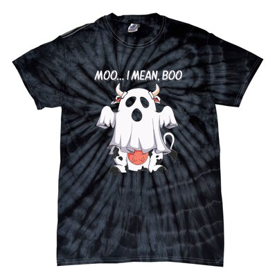 Moo I Mean Boo Ghost Cow Funny Halloween Tie-Dye T-Shirt