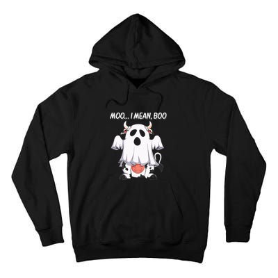 Moo I Mean Boo Ghost Cow Funny Halloween Tall Hoodie