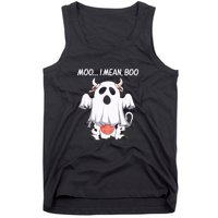 Moo I Mean Boo Ghost Cow Funny Halloween Tank Top