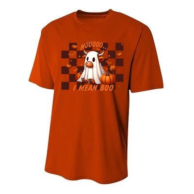 Moo I Mean Boo Highland Cow Checkered Halloween Costume Cute Gift Performance Sprint T-Shirt