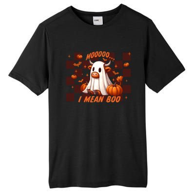 Moo I Mean Boo Highland Cow Checkered Halloween Costume Cute Gift Tall Fusion ChromaSoft Performance T-Shirt