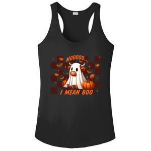 Moo I Mean Boo Highland Cow Checkered Halloween Costume Cute Gift Ladies PosiCharge Competitor Racerback Tank