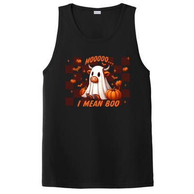 Moo I Mean Boo Highland Cow Checkered Halloween Costume Cute Gift PosiCharge Competitor Tank