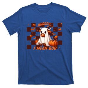 Moo I Mean Boo Highland Cow Checkered Halloween Costume Cute Gift T-Shirt