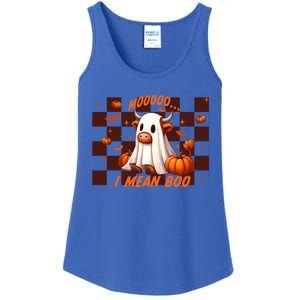 Moo I Mean Boo Highland Cow Checkered Halloween Costume Cute Gift Ladies Essential Tank