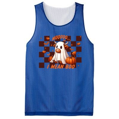 Moo I Mean Boo Highland Cow Checkered Halloween Costume Cute Gift Mesh Reversible Basketball Jersey Tank