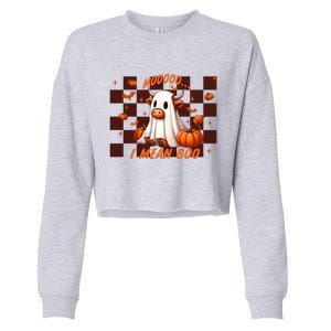 Moo I Mean Boo Highland Cow Checkered Halloween Costume Cute Gift Cropped Pullover Crew