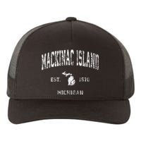 Mackinac Island Michigan MI Vintage Athletic Sports Design Yupoong Adult 5-Panel Trucker Hat