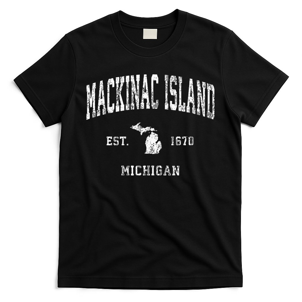 Mackinac Island Michigan MI Vintage Athletic Sports Design T-Shirt