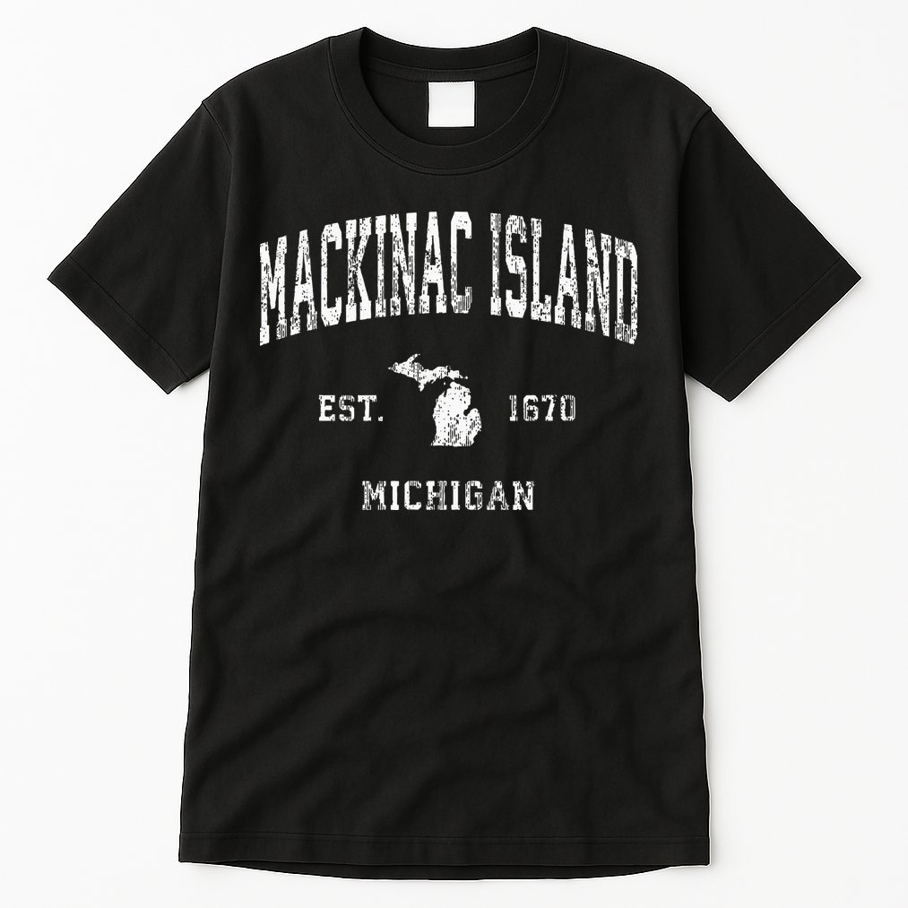 Mackinac Island Michigan MI Vintage Athletic Sports Design Tall T-Shirt