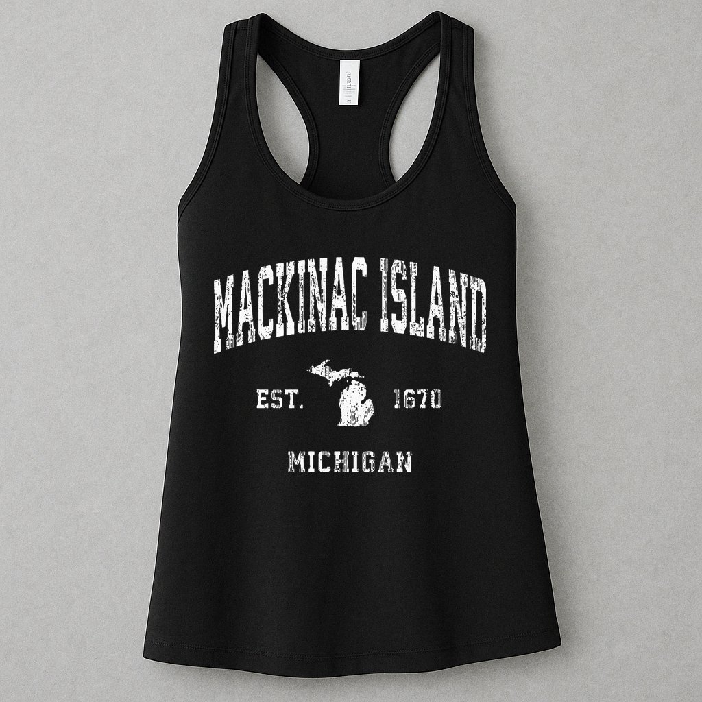 Mackinac Island Michigan MI Vintage Athletic Sports Design Womens Tank Top