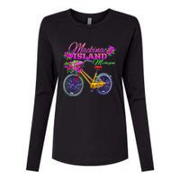 Mackinac Island Michigan Vintage Bike Flowers Womens Cotton Relaxed Long Sleeve T-Shirt