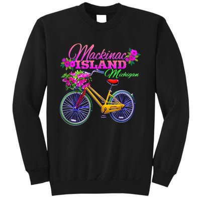 Mackinac Island Michigan Vintage Bike Flowers Sweatshirt