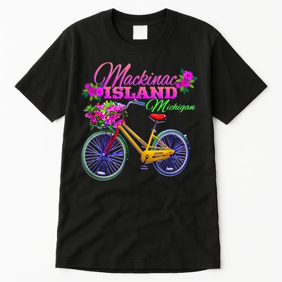 Mackinac Island Michigan Vintage Bike Flowers Tall T-Shirt