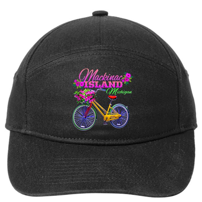 Mackinac Island Michigan Vintage Bike Flowers 7-Panel Snapback Hat