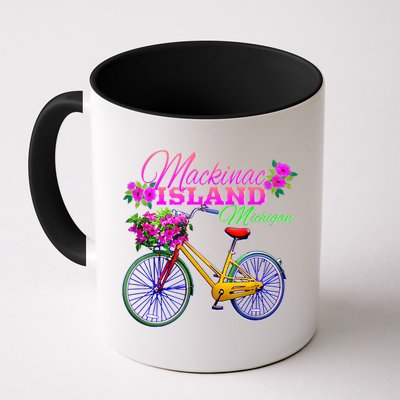 Mackinac Island Michigan Vintage Bike Flowers Mug