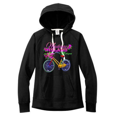 Mackinac Island Michigan Vintage Bike Flowers Women's Fleece Hoodie