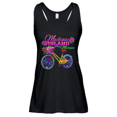 Mackinac Island Michigan Vintage Bike Flowers Ladies Essential Flowy Tank