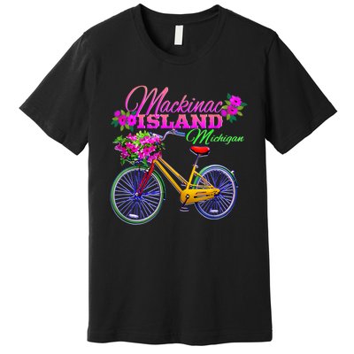 Mackinac Island Michigan Vintage Bike Flowers Premium T-Shirt