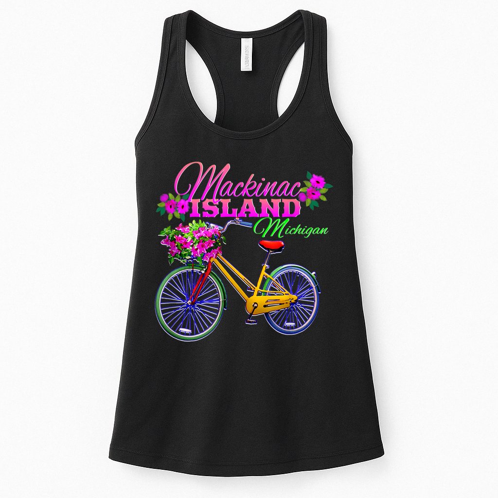 Mackinac Island Michigan Vintage Bike Flowers Womens Tank Top
