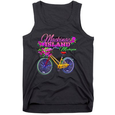 Mackinac Island Michigan Vintage Bike Flowers Tank Top