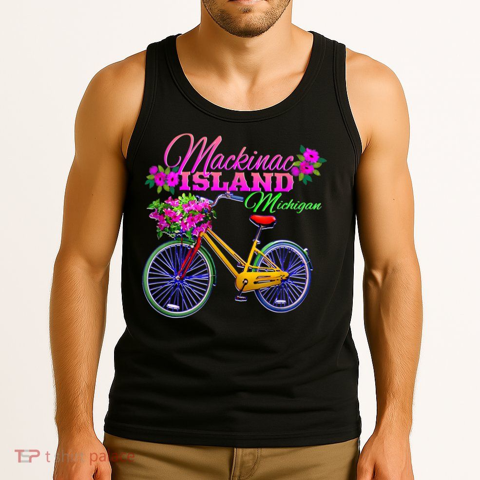 Mackinac Island Michigan Vintage Bike Flowers Tank Top