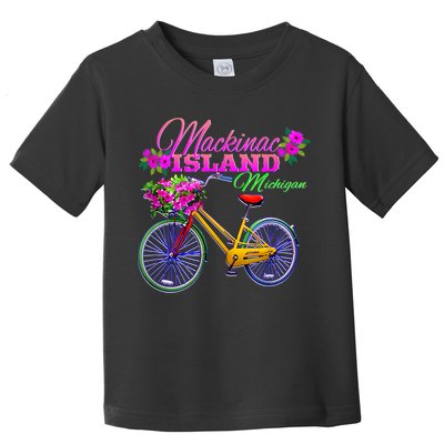 Mackinac Island Michigan Vintage Bike Flowers Toddler T-Shirt
