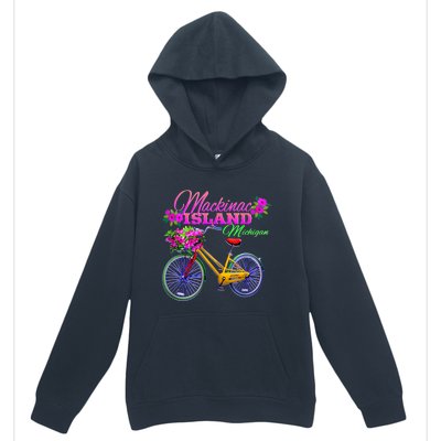 Mackinac Island Michigan Vintage Bike Flowers Urban Pullover Hoodie