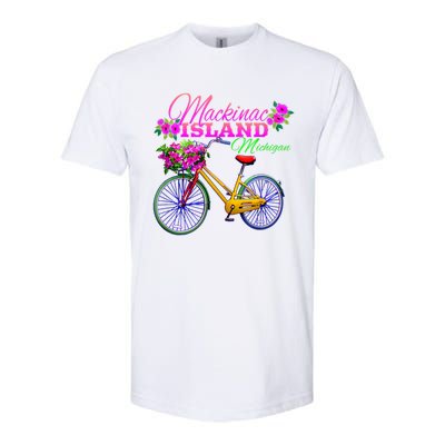 Mackinac Island Michigan Vintage Bike Flowers Softstyle CVC T-Shirt