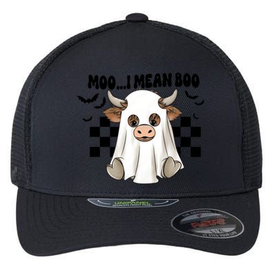 Moo I Mean Boo Highland Cow Halloween Cow Ghost Gift Flexfit Unipanel Trucker Cap