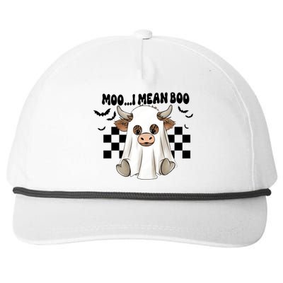 Moo I Mean Boo Highland Cow Halloween Cow Ghost Gift Snapback Five-Panel Rope Hat