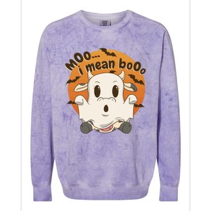 Moo I Mean Boo Meaningful Gift Funny Halloween Cool Gift Colorblast Crewneck Sweatshirt