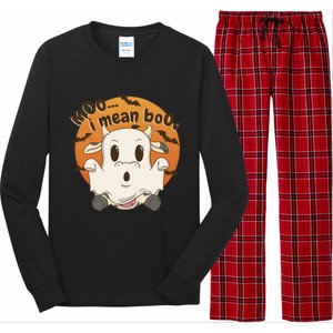 Moo I Mean Boo Meaningful Gift Funny Halloween Cool Gift Long Sleeve Pajama Set