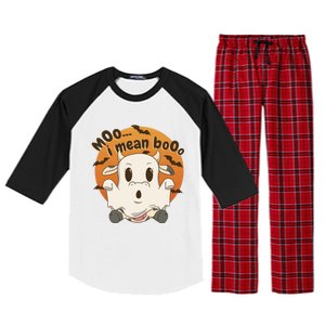 Moo I Mean Boo Meaningful Gift Funny Halloween Cool Gift Raglan Sleeve Pajama Set