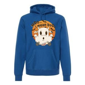 Moo I Mean Boo Meaningful Gift Funny Halloween Cool Gift Premium Hoodie