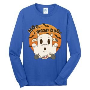 Moo I Mean Boo Meaningful Gift Funny Halloween Cool Gift Tall Long Sleeve T-Shirt