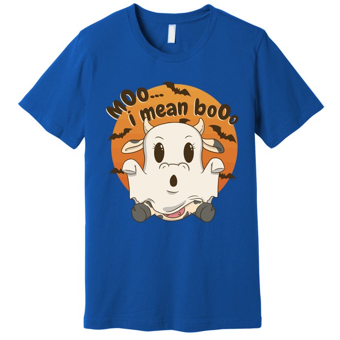 Moo I Mean Boo Meaningful Gift Funny Halloween Cool Gift Premium T-Shirt