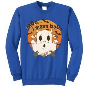 Moo I Mean Boo Meaningful Gift Funny Halloween Cool Gift Tall Sweatshirt