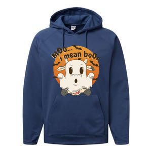 Moo I Mean Boo Meaningful Gift Funny Halloween Cool Gift Performance Fleece Hoodie