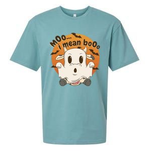 Moo I Mean Boo Meaningful Gift Funny Halloween Cool Gift Sueded Cloud Jersey T-Shirt